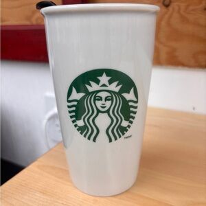 Starbucks Classic White Double Wall Ceramic Travel Mug 12 oz 355ml